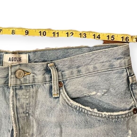 Agolde Parker Long Faded Blue Ripped Denim Shorts 30 - Picture 8 of 11